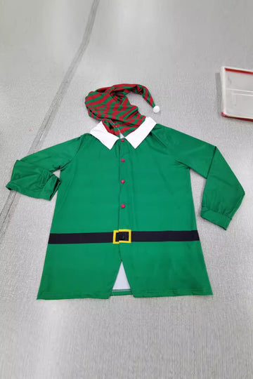 Grønn pyjamas med stripete bukser familiematchende julepyjamassett